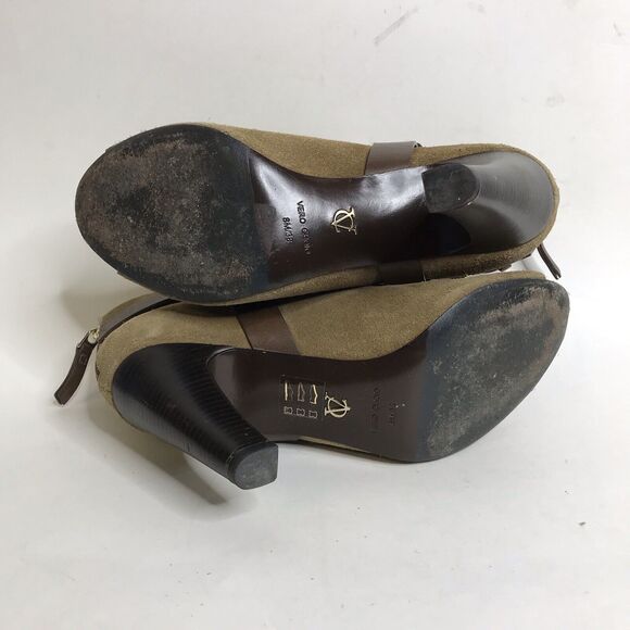 VINCE CAMUTO Signature Nicoletta Tan Brown Leather Open Toe Bootie Heels Size 8 - Picture 8 of 12